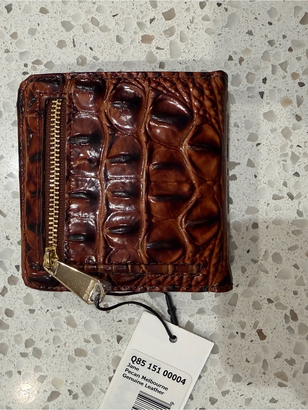 Brahmin Brown Croc-Embossed Leather Women’s Wallet - Picture 2 of 3